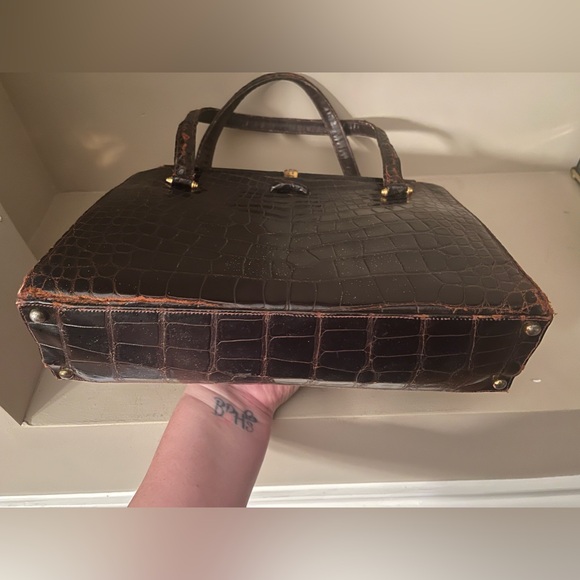 Vintage Lucille de Paris Brown Alligator Leather Handbag With Mirror RARE - Picture 16 of 16